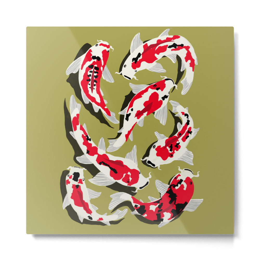 Koi Carp Zen Metal Print by straypencilworkshop