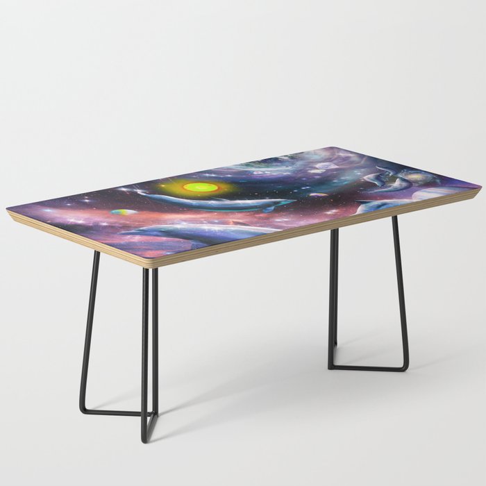 Galaxy Dolphin Dolphins In Space Earth Crystal Coffee Table
