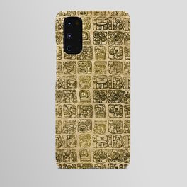 Mayan and aztec glyphs gold on vintage texture Android Case