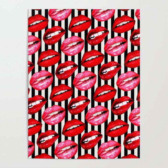 Lips Pattern - Stripes Poster