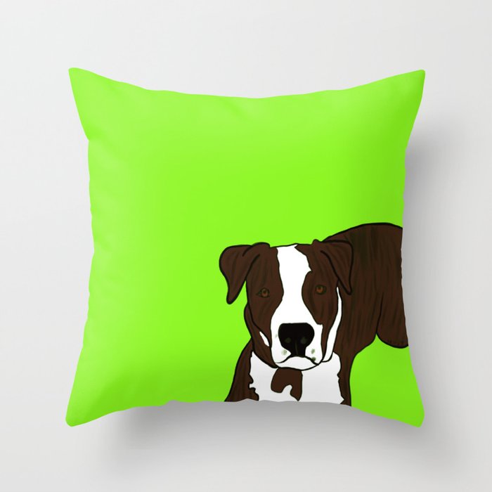 Chico the Brindled Pit Bull Throw Pillow