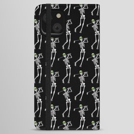 Golf Funny Golfing Skeleton Golfer Halloween Pattern iPhone Wallet Case