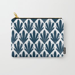 Navy Blue Decorative Stamp Pattern Carry-All Pouch