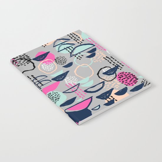 Rumba - pattern print retro cool hipster art colorful feminine shapes abstract Notebook