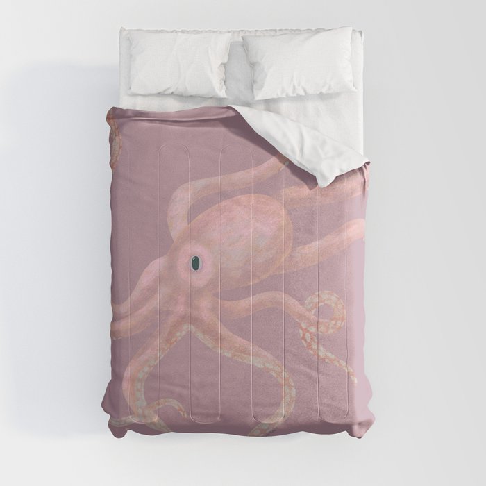 Pink Octopus Art Design Comforter
