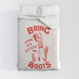 Bring Your Ass Kicking Boots! Cute & Cool Retro Cowgirl Design Duvet Cover