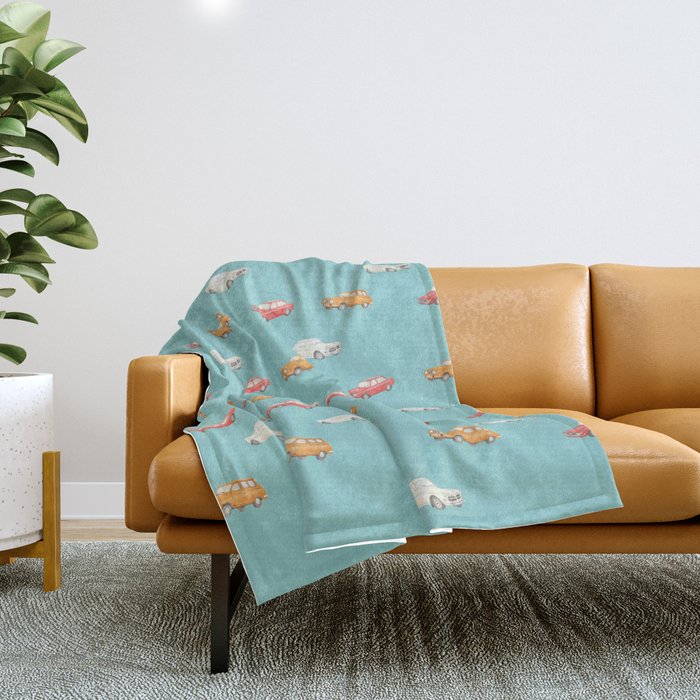 Retro cars pattern Throw Blanket