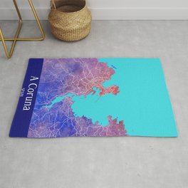 A Coruna Watercolor Map Area & Throw Rug