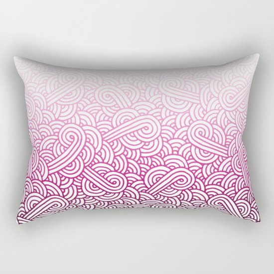 Gradient pink and white swirls doodles Rectangular Pillow