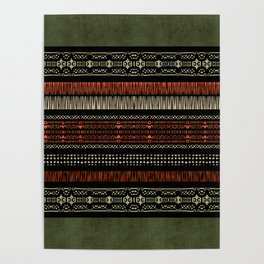 Green Linen Tribal Mud Cloth Poster