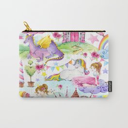 Princess with Unicorns and Dragons Carry-All Pouch