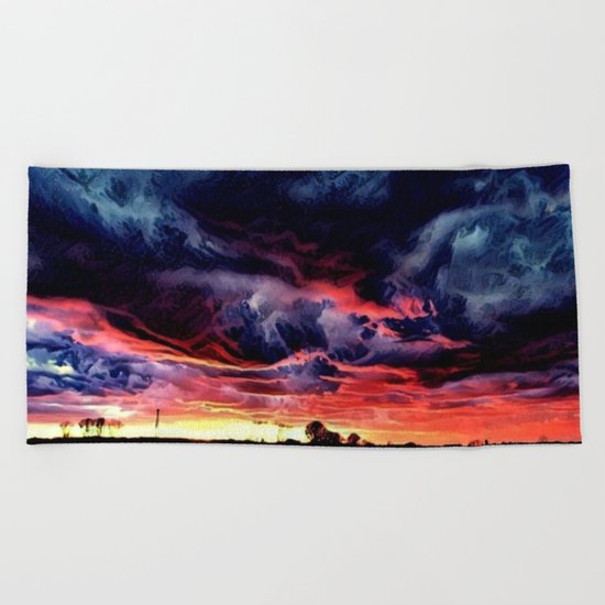 Sunset over the Horizon (Gorgeous Landscape) Beach Towel