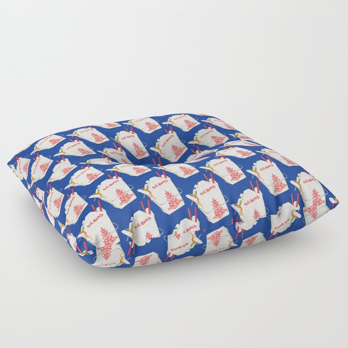 Chinese Takeout Pattern - Blue Floor Pillow
