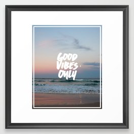 Good Vibes Only Beach and Sunset Framed Art Print