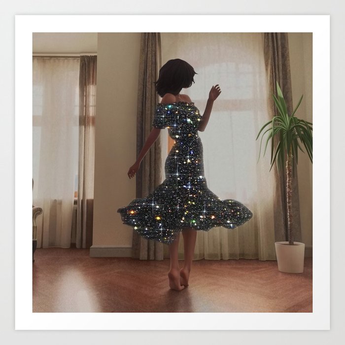 DANCE | happy | collage | dress | sparkle | woman | home | happiness | Weekend | glitter | shine |  Art Print
