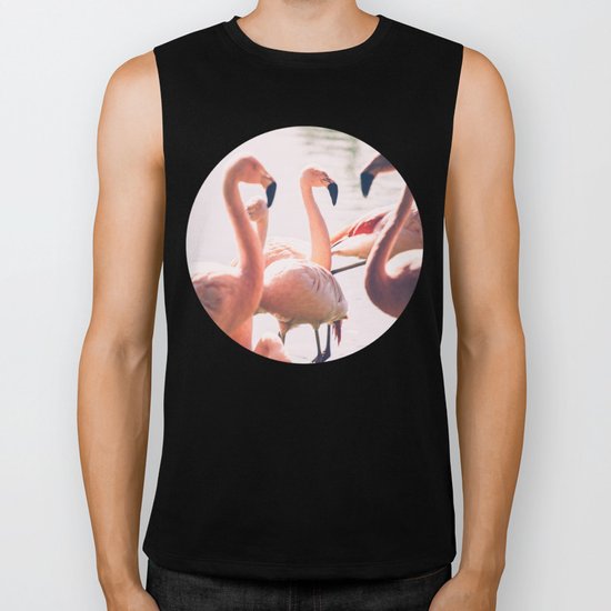 Pink Flamingo Flock Biker Tank