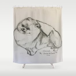 Pomeranian hand free drawing " Daniel" Shower Curtain