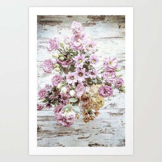 Chic Bouquet on Shabby Floor Art Print