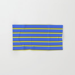 [ Thumbnail: Royal Blue, Dim Grey & Yellow Colored Lines Pattern Hand & Bath Towel ]
