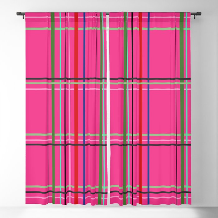 Plaid Pink Blackout Curtain