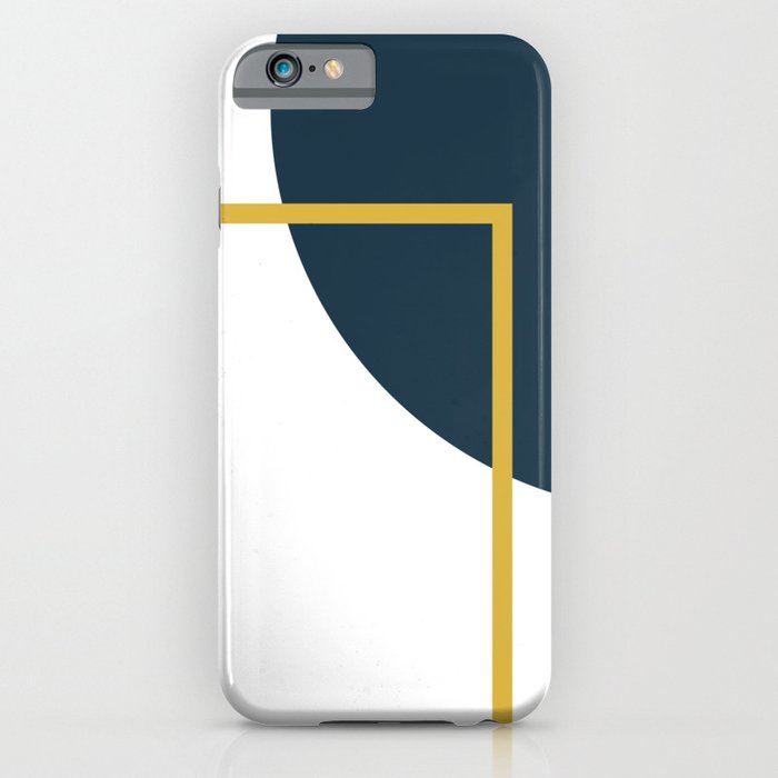 Fusion Minimalist Geometric Abstract in Mustard Yellow, Navy Blue, and White iPhone Case