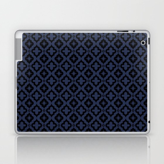 Navy Blue and Black Ornamental Arabic Pattern Laptop & iPad Skin
