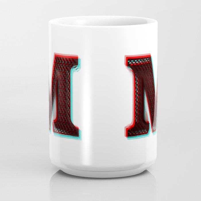 Stereoscopic 3D M Initial Letter Coffee Mug by Damn Fine Goods
