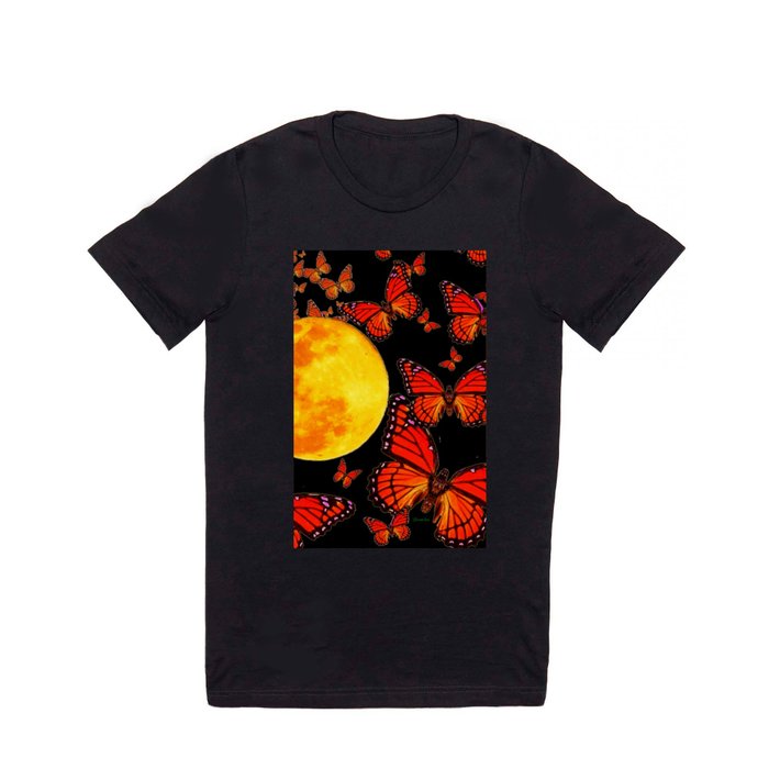 Decorative Full Moon & Monarch Butterflies Art T Shirt