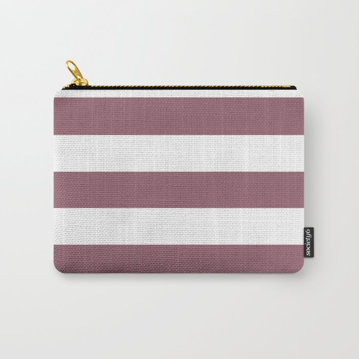 Mauve taupe - solid color - white stripes pattern Carry-All Pouch