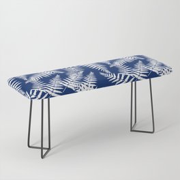 Blue And White Fern Leaf Pattern Bench