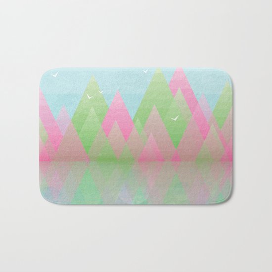 Geometric Lake Mountain I - Spring Bath Mat