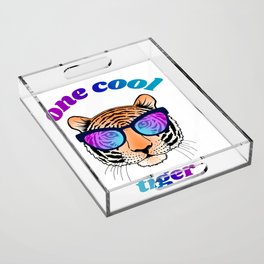 Cool tiger face with gradient glasses Acrylic Tray