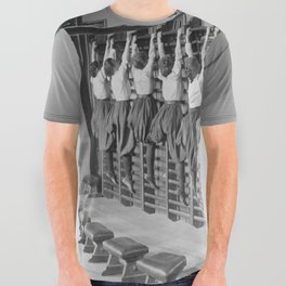 19th Century Boston female girls high school gym class calisthenics excercise humorous black and white photograph / photography / photographs All Over Graphic Tee