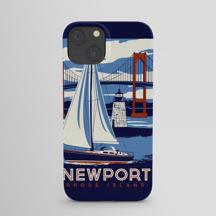 Newport Rhode Island Sailboat Lighthouse Retro Vintage nautical  iPhone Case