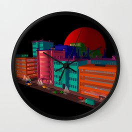 red moon city Wall Clock