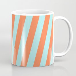 [ Thumbnail: Turquoise and Coral Colored Stripes Pattern Coffee Mug ]