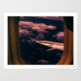 Fly with me - airplane view - pink clouds - wanderlust  Art Print