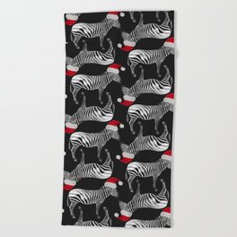 Zebra Santas in Black Beach Towel