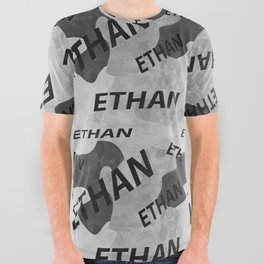 Ethan pattern in gray colors and watercolor texture All Over Graphic Tee