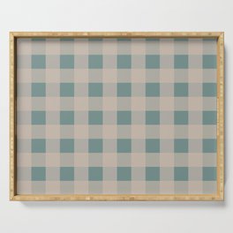 Green and taupe plaid pattern Serving Tray