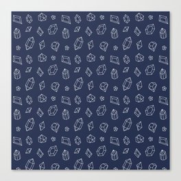 Navy Blue and White Gems Pattern Canvas Print