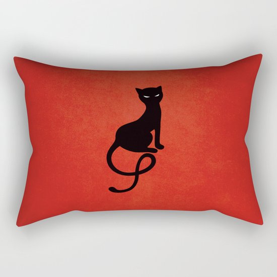 Red Gracious Evil Black Cat Rectangular Pillow