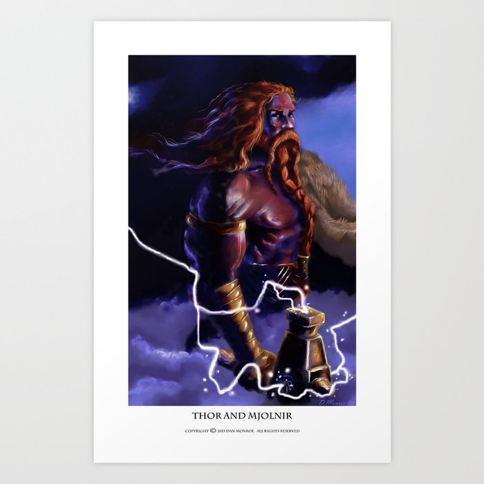 Thor and Mjolnir Art Print