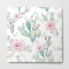 Cactus Rose Deconstructed Chevron Metal Print | Floral, Plants, Cactuses, Nature, Greenery, Foliage, Desert, Cactus, Flowers, Graphicdesign 