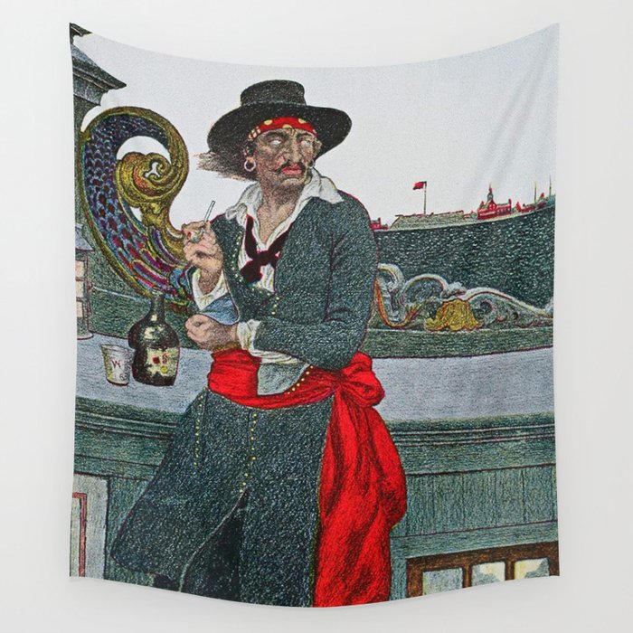 “Pirate Relaxing” by Howard Pyle Wall Tapestry