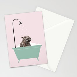 Hippo Enjoying Bubble Bath Stationery Card