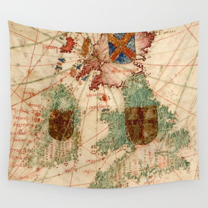 Vintage Map of The British Isles (1600) Wall Tapestry