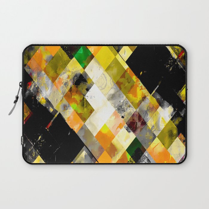 geometric pixel square pattern abstract background in yellow orange Laptop Sleeve