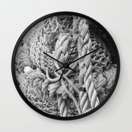 Nautical Rope Fishing Nets Boat Seafood Black and White Pacific Northwest Ocean Beach Restaurant Industrial Shipyard Wall Clock