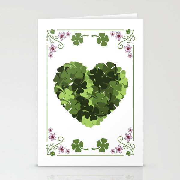 St. Patrick's Clover Heart Stationery Cards